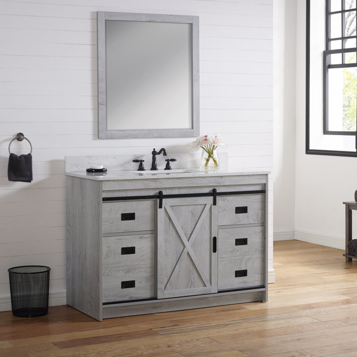 Sand & Stable Jillian 48'' Single Bathroom Vanity with Engineered Stone Top & Reviews Wayfair